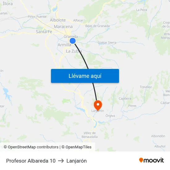 Profesor Albareda 10 to Lanjarón map