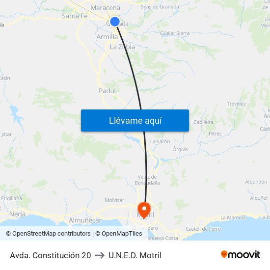 Avda. Constitución 20 to U.N.E.D. Motril map