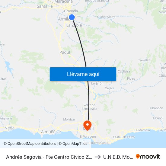 Andrés Segovia - Fte Centro Cívico Zaidín to U.N.E.D. Motril map