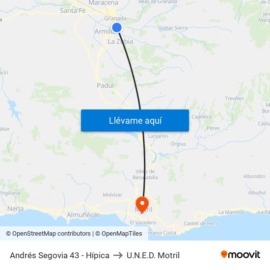 Andrés Segovia 43 - Hípica to U.N.E.D. Motril map