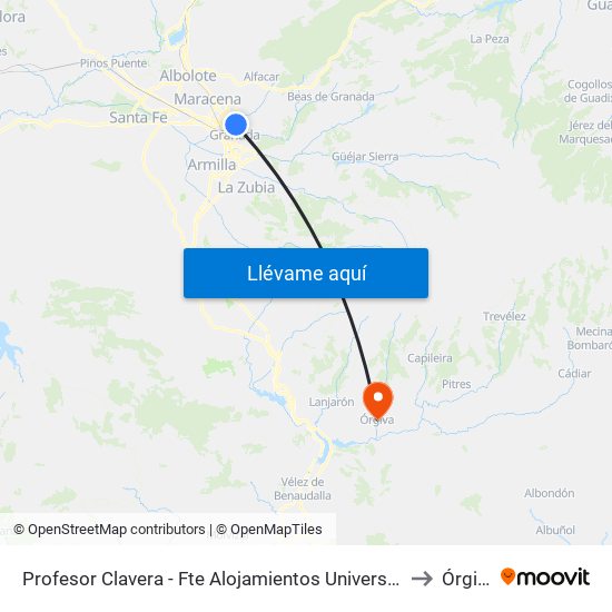 Profesor Clavera - Fte Alojamientos Universitarios to Órgiva map