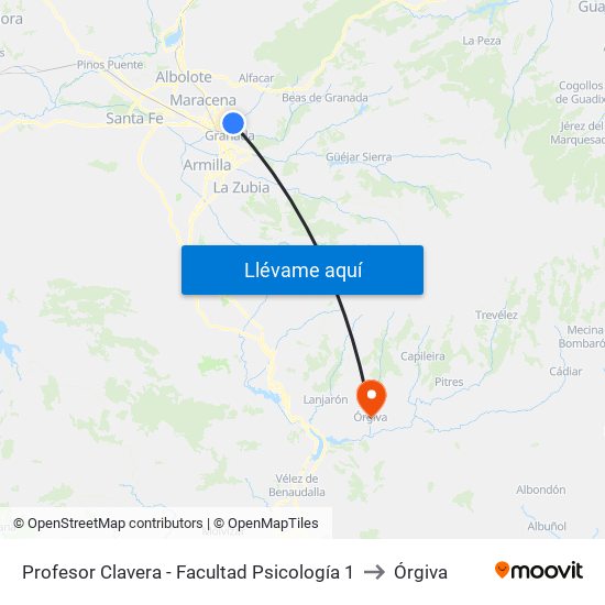 Profesor Clavera - Facultad Psicología 1 to Órgiva map