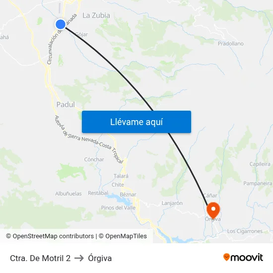 Ctra. De Motril 2 to Órgiva map