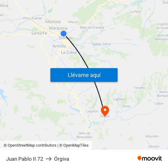 Juan Pablo II 72 to Órgiva map