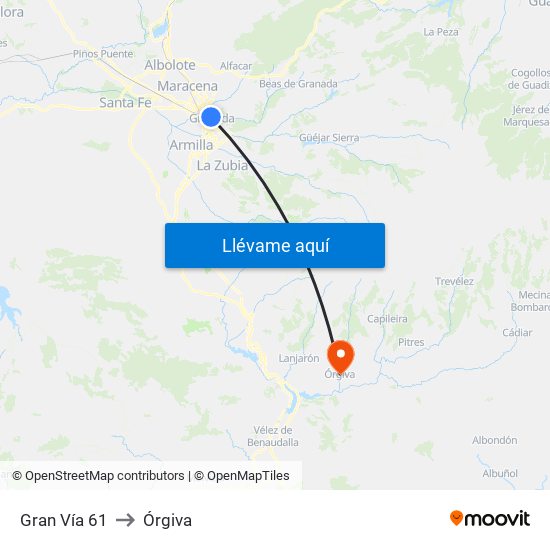 Gran Vía 61 to Órgiva map