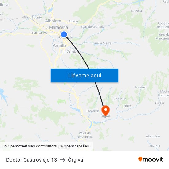 Doctor Castroviejo 13 to Órgiva map