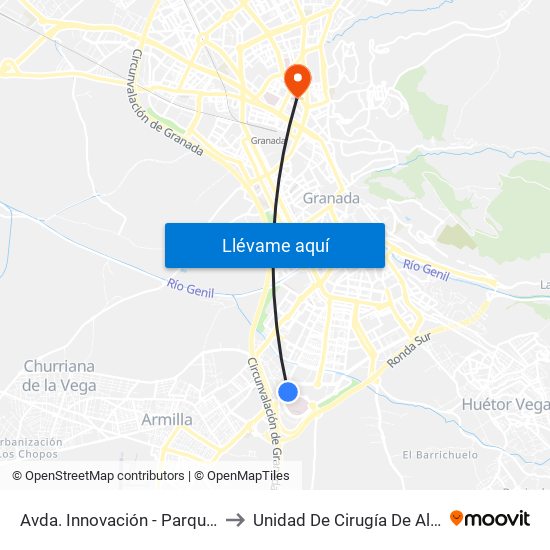 Avda. Innovación - Parque Tecnológico to Unidad De Cirugía De Alta Resolución map