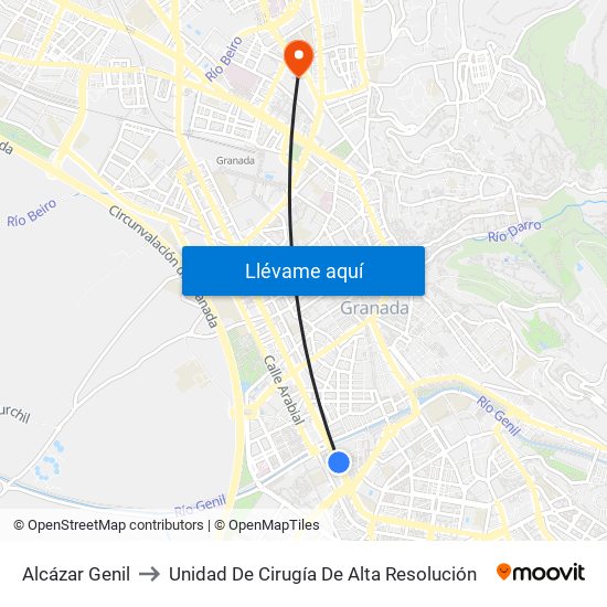 Alcázar Genil to Unidad De Cirugía De Alta Resolución map