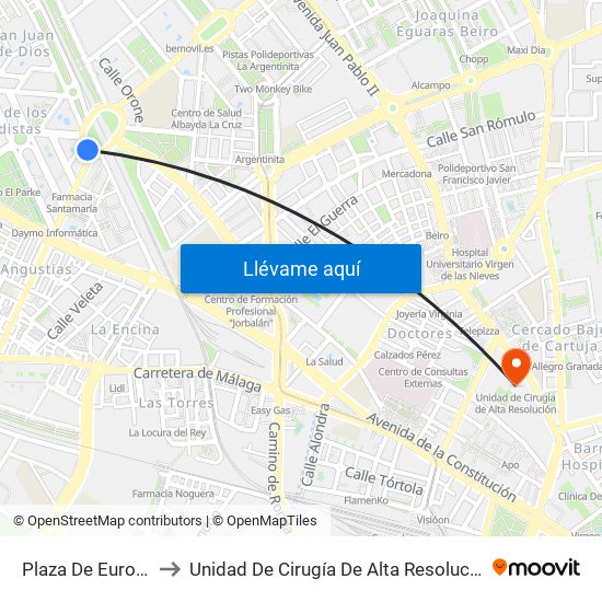 Plaza De Europa to Unidad De Cirugía De Alta Resolución map