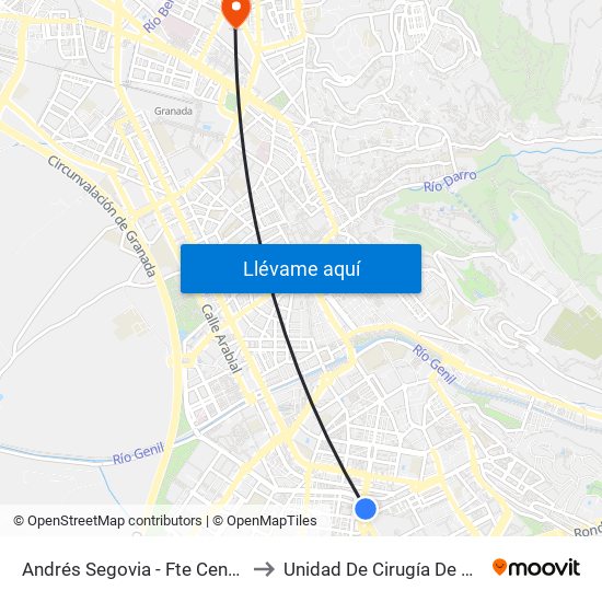 Andrés Segovia - Fte Centro Cívico Zaidín to Unidad De Cirugía De Alta Resolución map