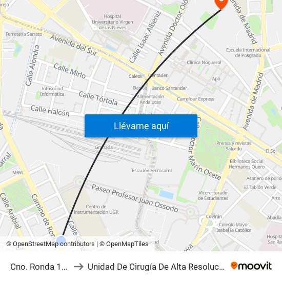 Cno. Ronda 172 to Unidad De Cirugía De Alta Resolución map