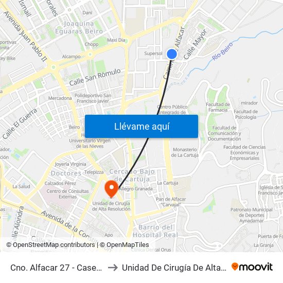 Cno. Alfacar 27 - Casería Montijo to Unidad De Cirugía De Alta Resolución map