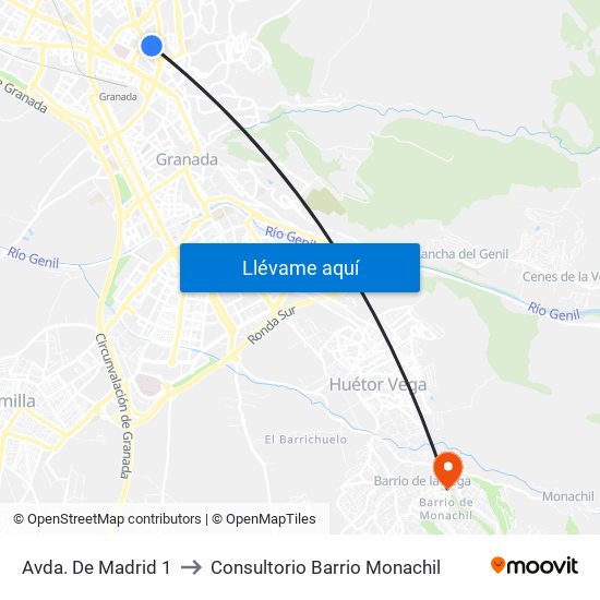 Avda. De Madrid 1 to Consultorio Barrio Monachil map