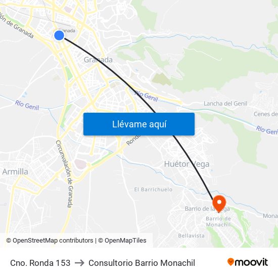 Cno. Ronda 153 to Consultorio Barrio Monachil map