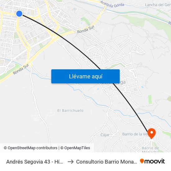 Andrés Segovia 43 - Hípica to Consultorio Barrio Monachil map