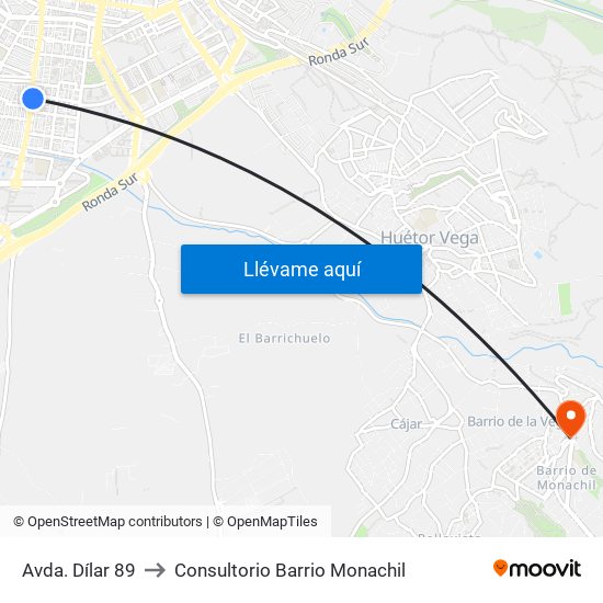 Avda. Dílar 89 to Consultorio Barrio Monachil map