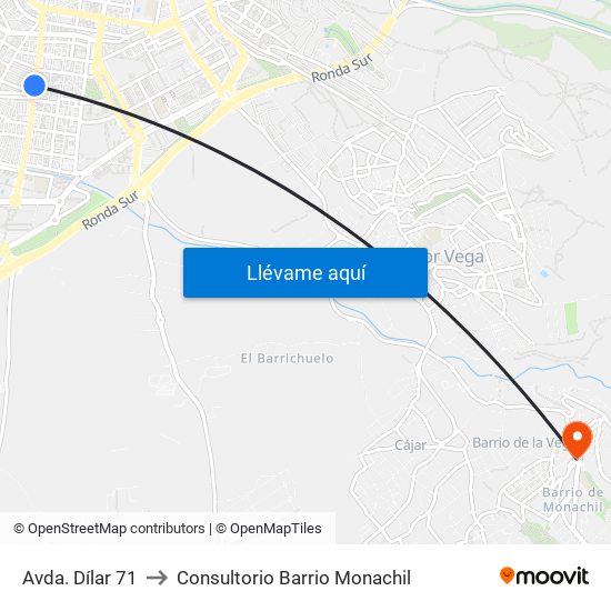 Avda. Dílar 71 to Consultorio Barrio Monachil map