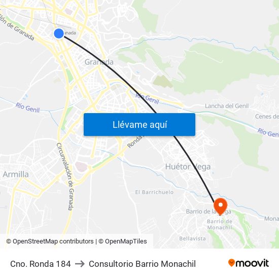 Cno. Ronda 184 to Consultorio Barrio Monachil map