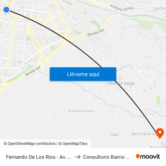 Fernando De Los Ríos - Av. Barcelona to Consultorio Barrio Monachil map