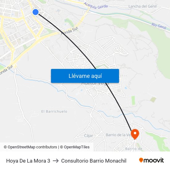 Hoya De La Mora 3 to Consultorio Barrio Monachil map