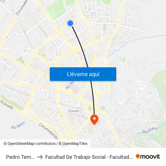 Pedro Temboury 15 to Facultad De Trabajo Social - Facultad De Ciencias Del Trabajo map