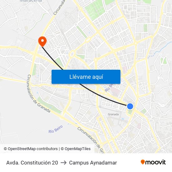 Avda. Constitución 20 to Campus Aynadamar map