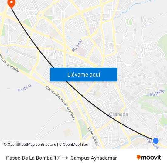 Paseo De La Bomba 17 to Campus Aynadamar map