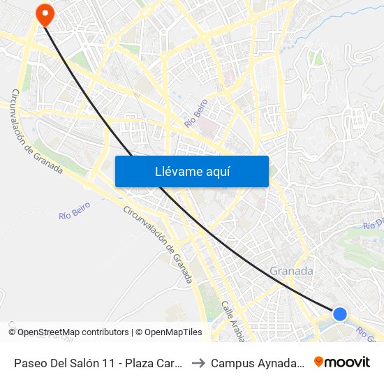 Paseo Del Salón 11 - Plaza Carretas to Campus Aynadamar map