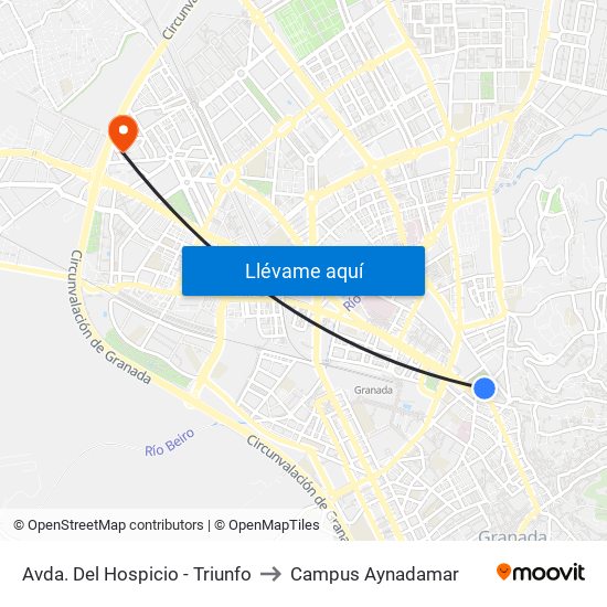 Avda. Del Hospicio - Triunfo to Campus Aynadamar map