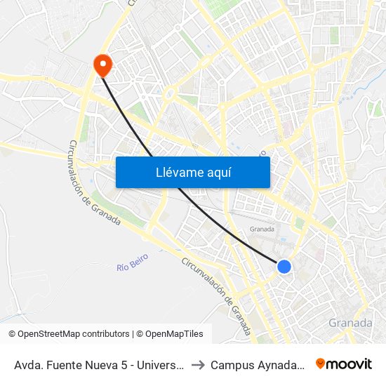 Avda. Fuente Nueva 5 - Universidad to Campus Aynadamar map