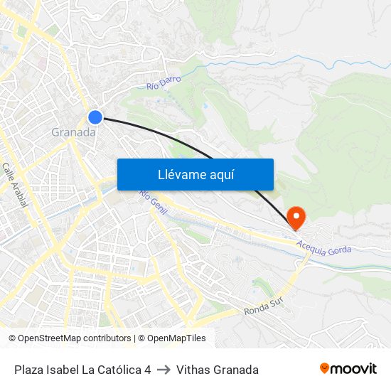 Plaza Isabel La Católica 4 to Vithas Granada map