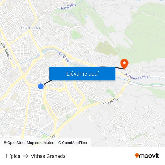 Hípica to Vithas Granada map