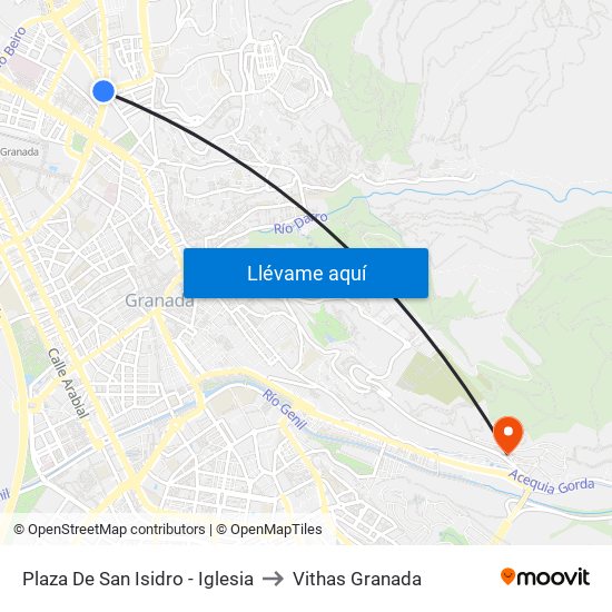 Plaza De San Isidro - Iglesia to Vithas Granada map