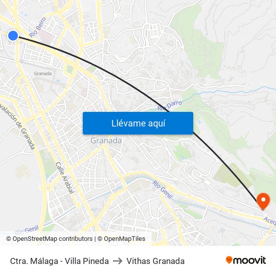 Ctra. Málaga - Villa Pineda to Vithas Granada map