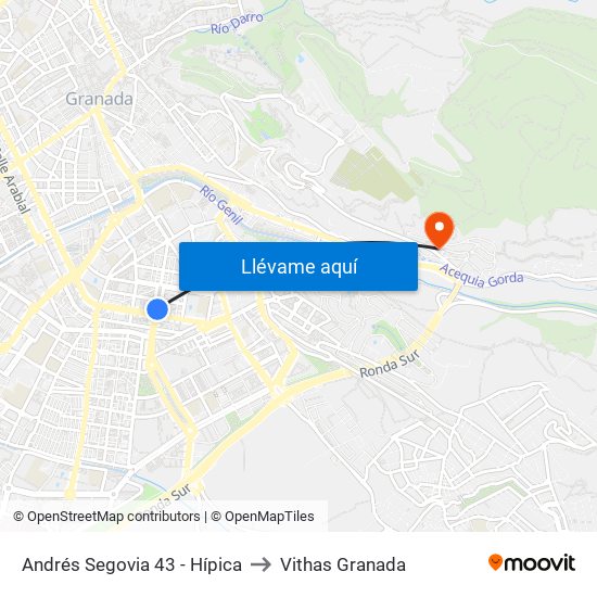 Andrés Segovia 43 - Hípica to Vithas Granada map