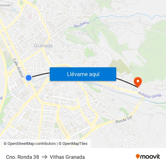 Cno. Ronda 38 to Vithas Granada map