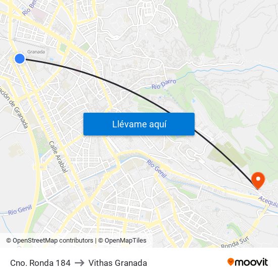 Cno. Ronda 184 to Vithas Granada map