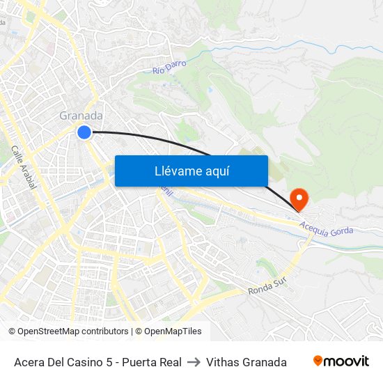 Acera Del Casino 5 - Puerta Real to Vithas Granada map