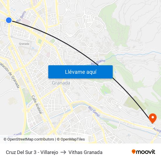 Cruz Del Sur 3 - Villarejo to Vithas Granada map