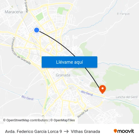 Avda. Federico García Lorca 9 to Vithas Granada map