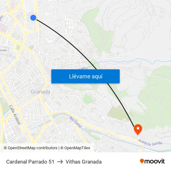 Cardenal Parrado 51 to Vithas Granada map