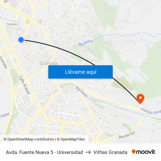Avda. Fuente Nueva 5 - Universidad to Vithas Granada map