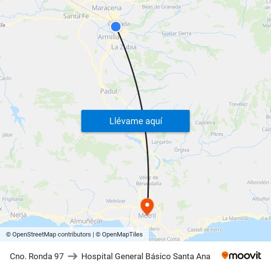 Cno. Ronda 97 to Hospital General Básico Santa Ana map