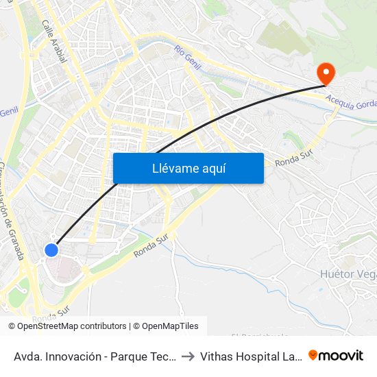Avda. Innovación - Parque Tecnológico to Vithas Hospital La Salud map