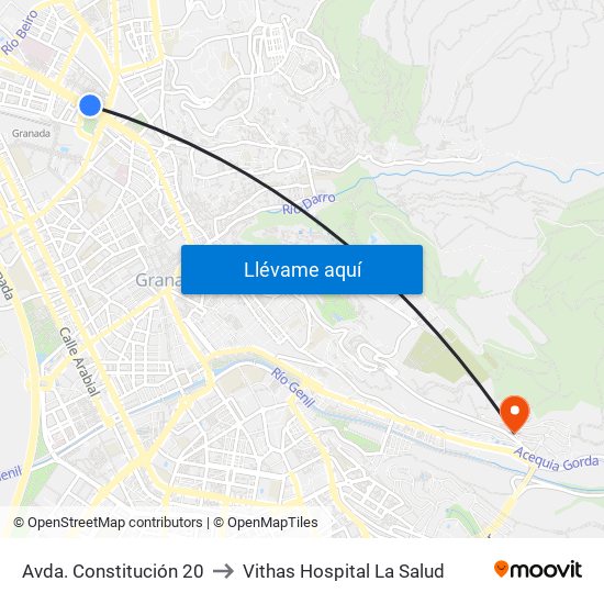 Avda. Constitución 20 to Vithas Hospital La Salud map