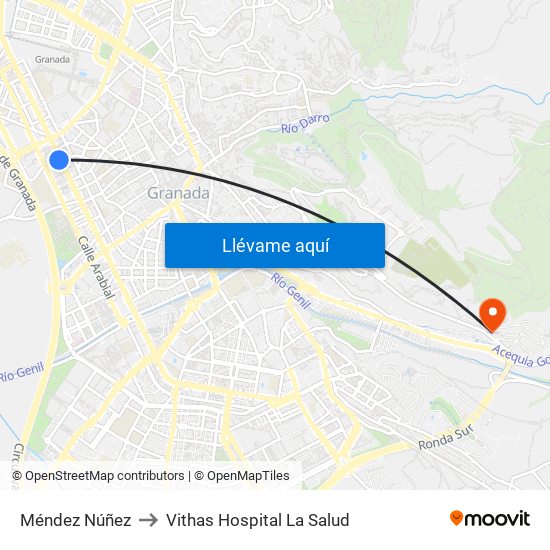 Méndez Núñez to Vithas Hospital La Salud map