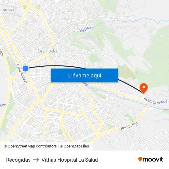 Recogidas to Vithas Hospital La Salud map