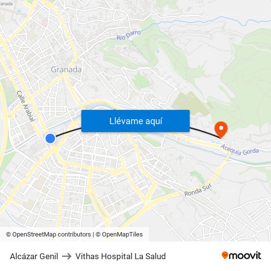 Alcázar Genil to Vithas Hospital La Salud map