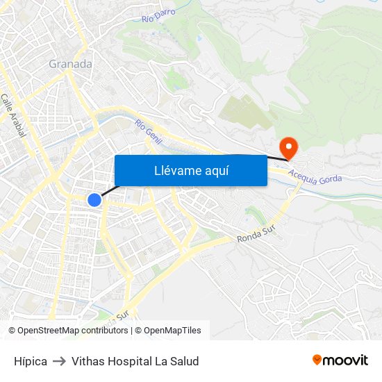 Hípica to Vithas Hospital La Salud map
