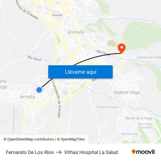 Fernando De Los Ríos to Vithas Hospital La Salud map